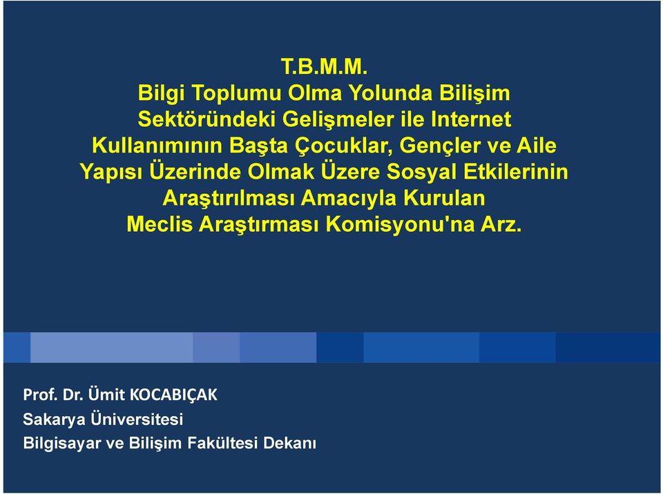 Kullanımının Başta Çocuklar, Gençler ve Aile Yapısı Üzerinde Olmak Üzere Sosyal