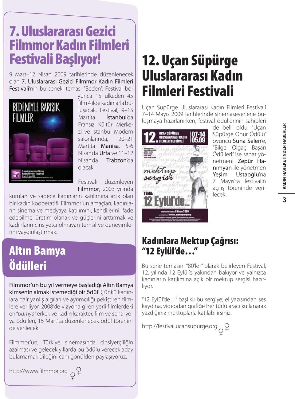 Festival, 9 15 Mart ta İstanbul da Fransız Kültür Merkezi ve İstanbul Modern salonlarında, 20 21 Mart ta Manisa, 5-6 Nisan da Urfa ve 11 12 Nisan da Trabzon da olacak.