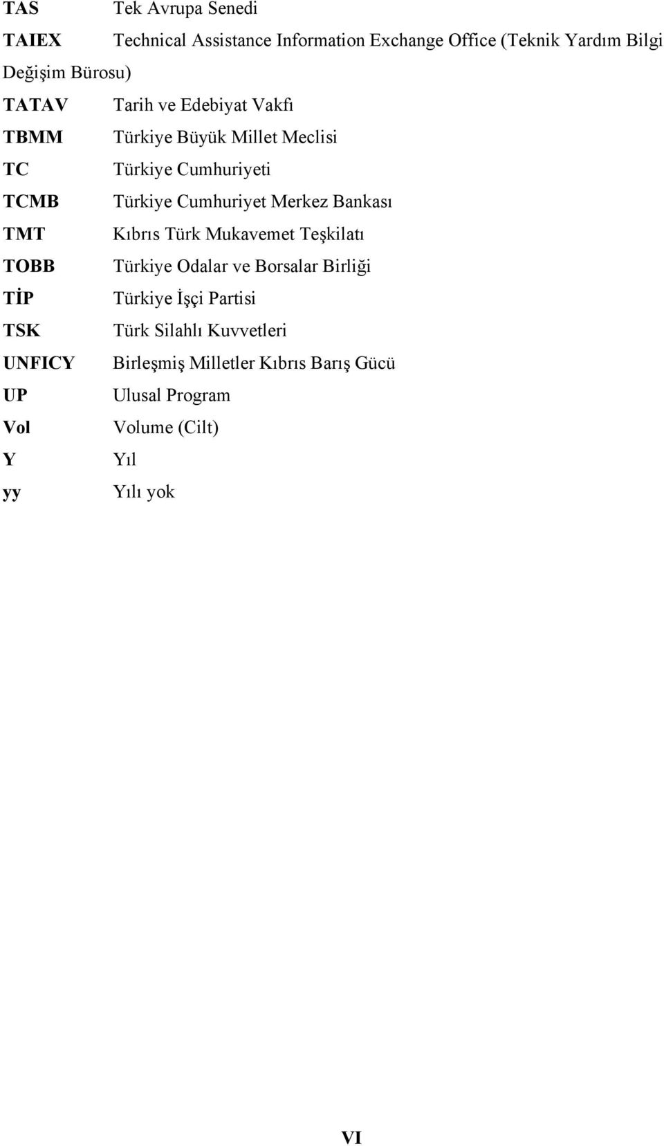 Bankası TMT Kıbrıs Türk Mukavemet Teşkilatı TOBB Türkiye Odalar ve Borsalar Birliği TİP Türkiye İşçi Partisi TSK Türk