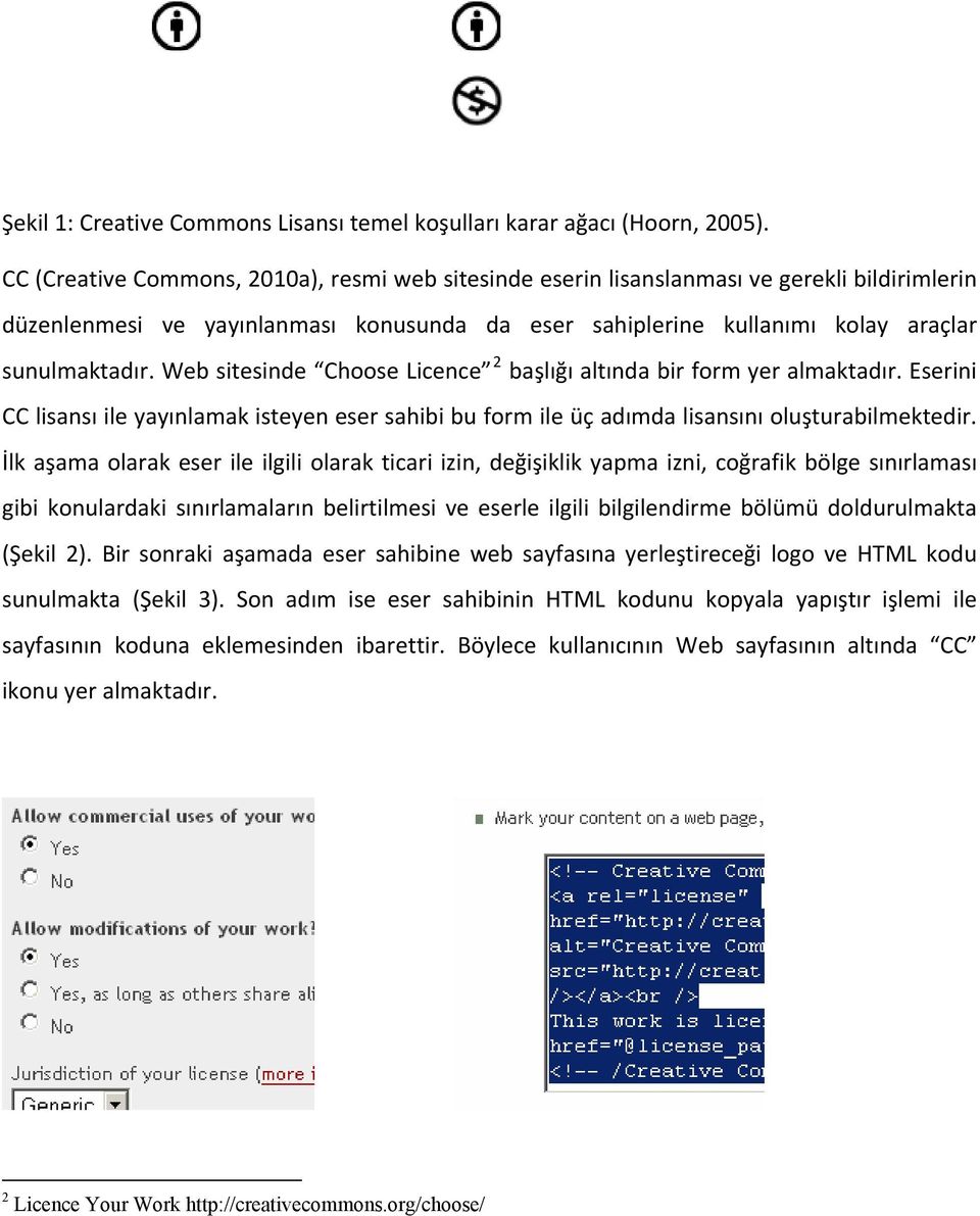 Web sitesinde Choose Licence 2 başlığı altında bir form yer almaktadır. Eserini CC lisansı ile yayınlamak isteyen eser sahibi bu form ile üç adımda lisansını oluşturabilmektedir.