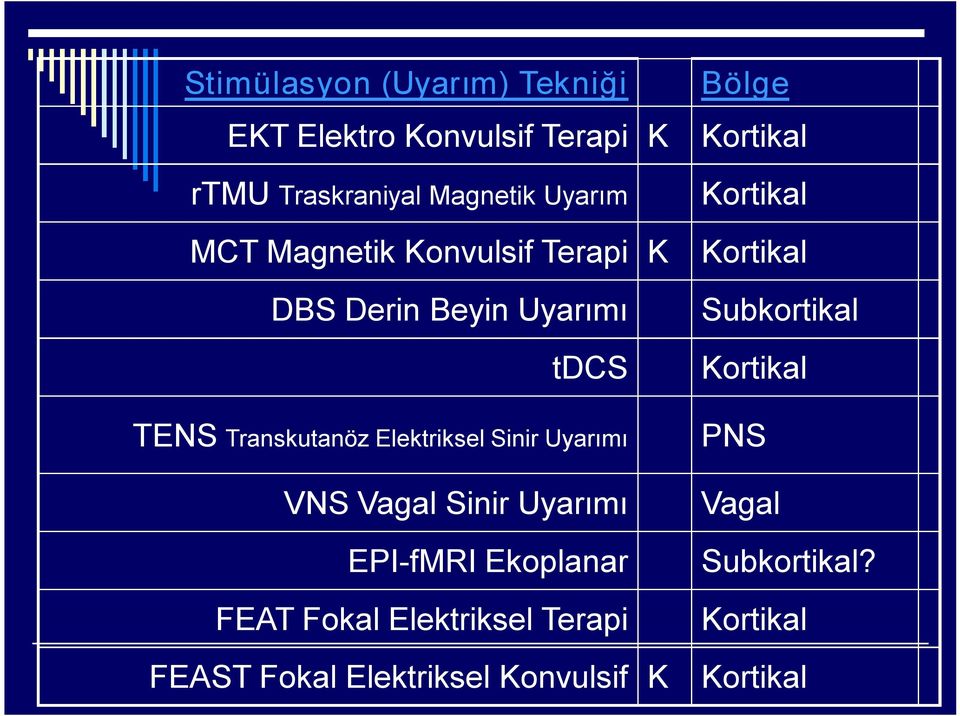 VNS Vagal Sinir Uyarımı EPI fmri Ekoplanar FEAT Fokal Elektriksel Terapi FEAST Fokal Elektriksel