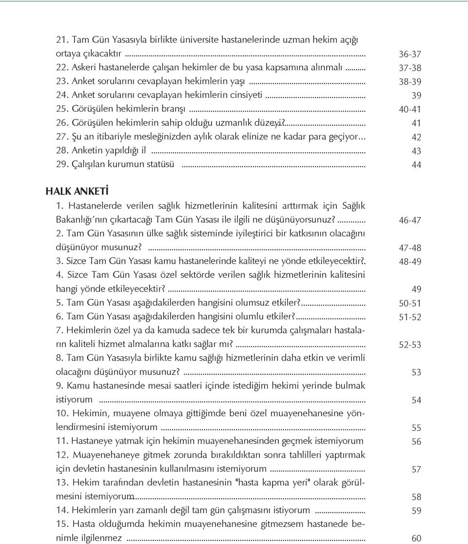 Şu an itibariyle mesleğinizden aylık olarak elinize ne kadar para geçiyor 28. Anketin yapıldığı il 29. Çalışılan kurumun statüsü HALK ANKETİ 1.