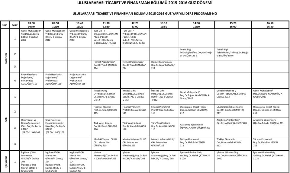 İ.OKATAN / Lab 4/13:00 A.İ.İ.T I /Okt.Feyza K.ŞAHİN/Lab 1/ 14:00 12.20 13:00 Türk Dili I / Yrd.Doç.Dr.H.İ.OKATAN / Lab 4/13:00 A.İ.İ.T I /Okt.Feyza K.ŞAHİN/Lab 1/ 14:00 13:10 13:50 14:30 15:10 15:20 16:00 16.