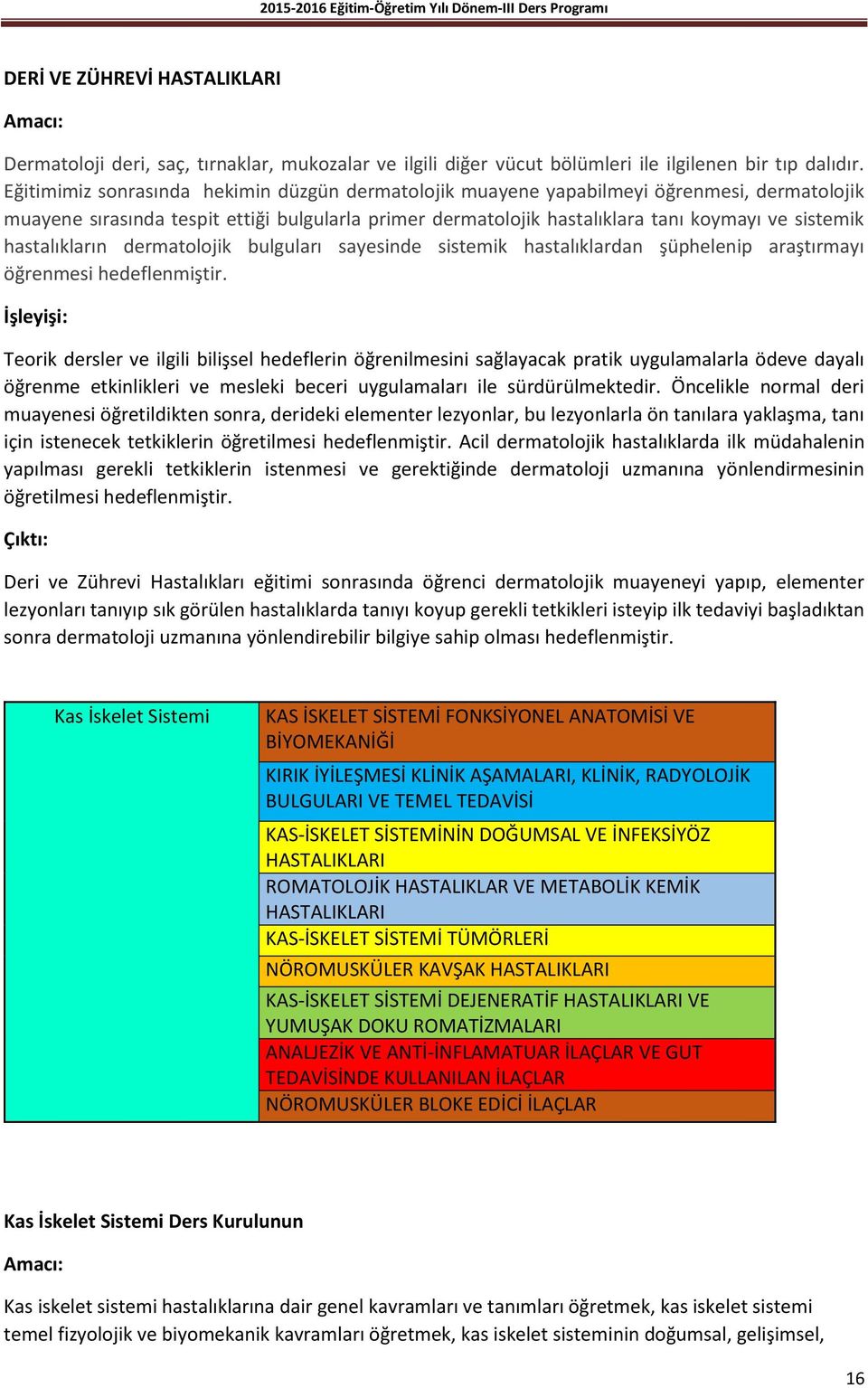 hastalıkların dermatolojik bulguları sayesinde sistemik hastalıklardan şüphelenip araştırmayı öğrenmesi hedeflenmiştir.