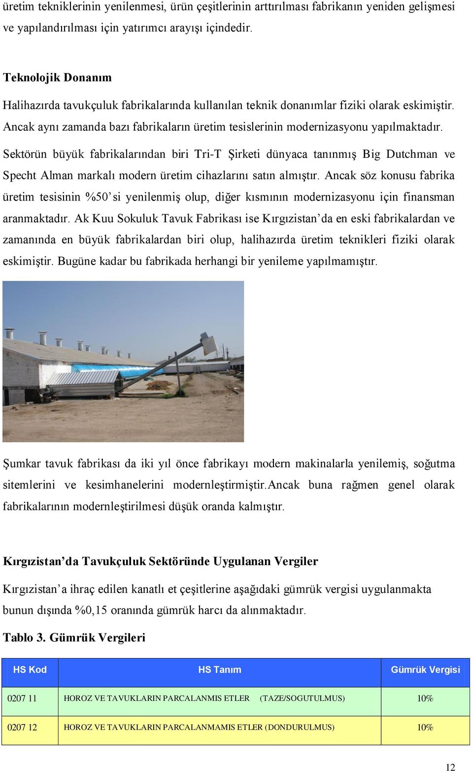 Sektörün büyük fabrikalarından biri Tri-T Şirketi dünyaca tanınmış Big Dutchman ve Specht Alman markalı modern üretim cihazlarını satın almıştır.