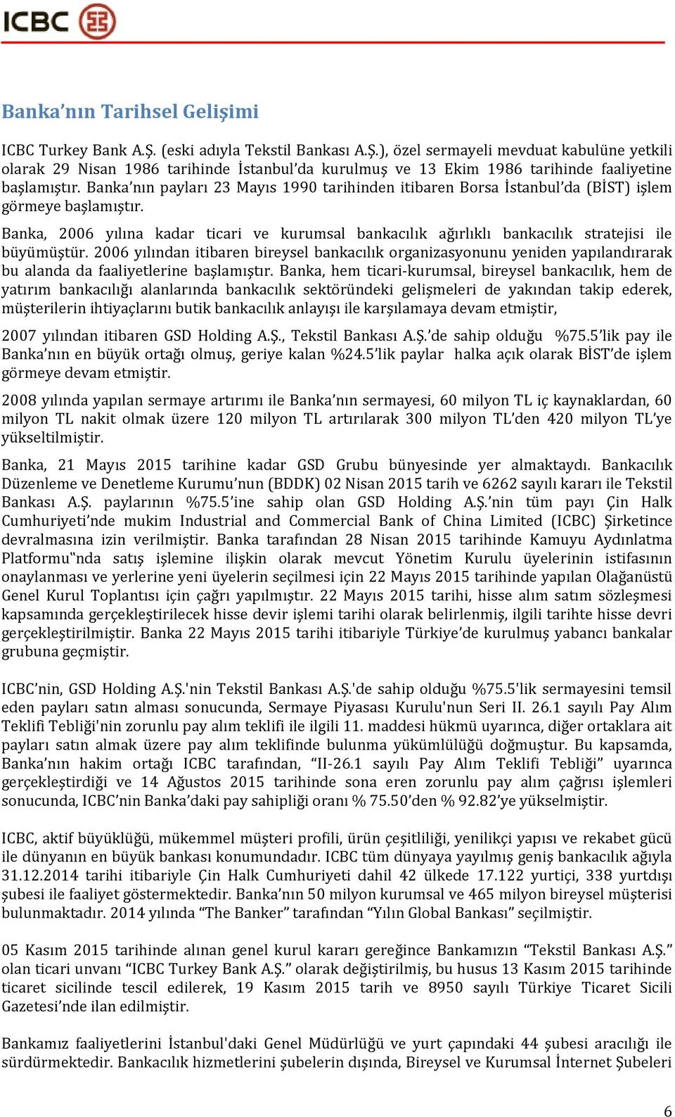 Banka, 2006 yılına kadar ticari ve kurumsal bankacılık ağırlıklı bankacılık stratejisi ile büyümüştür.