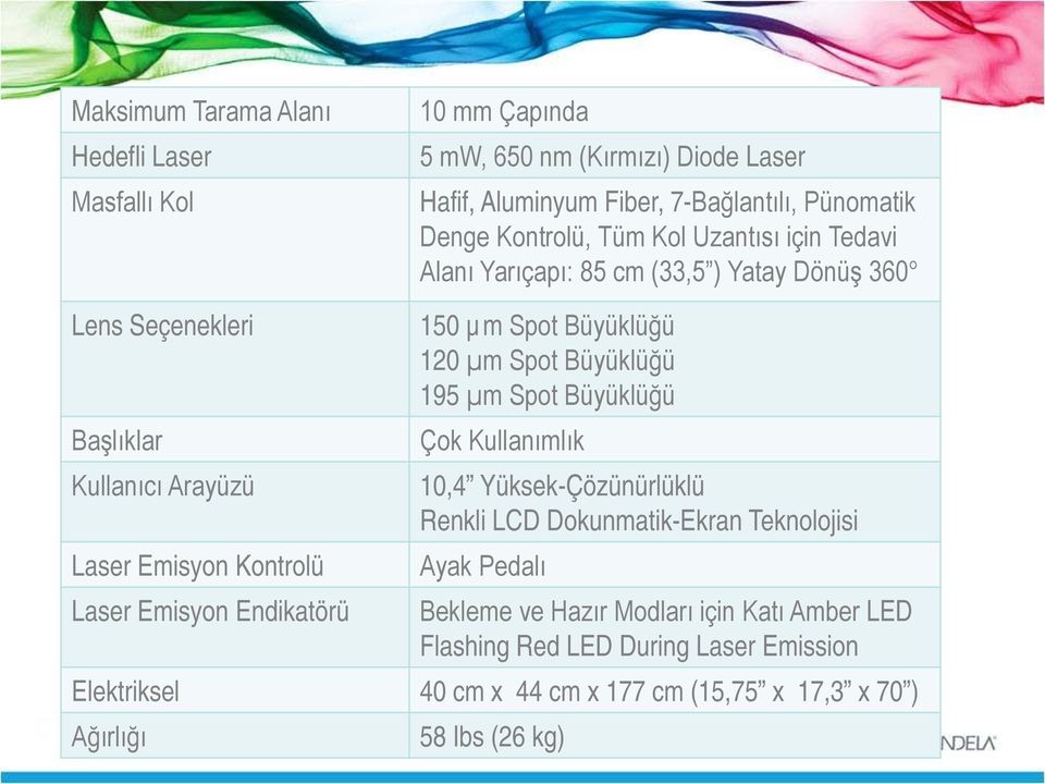 Endikatörü 150 µm Spot Büyüklüğü 120 µm Spot Büyüklüğü 195 µm Spot Büyüklüğü Çok Kullanımlık 10,4 Yüksek-Çözünürlüklü Renkli LCD Dokunmatik-Ekran Teknolojisi Ayak