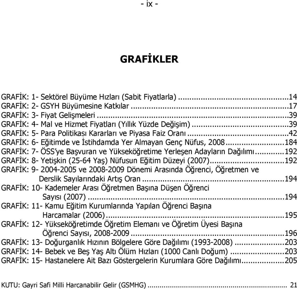 ..184 GRAFİK: 7- ÖSS ye Başvuran ve Yükseköğretime Yerleşen Adayların Dağılımı...192 GRAFİK: 8- Yetişkin (25-64 Yaş) Nüfusun Eğitim Düzeyi (2007).