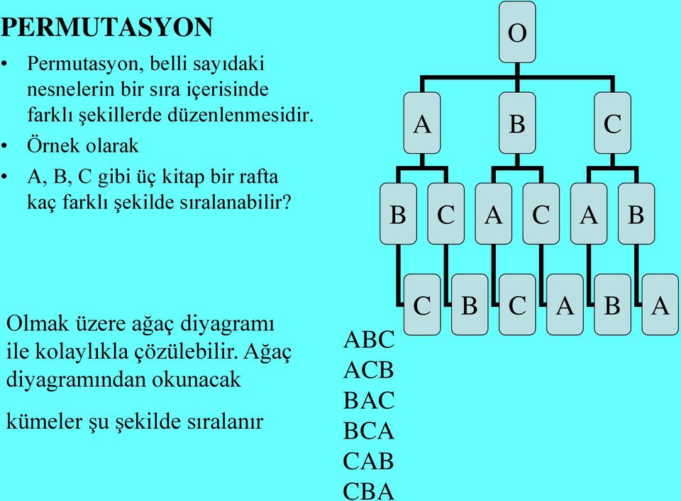 O A B C B C A C A B Olmk üzee ğç diygmı ile kolylıkl çözüleili.