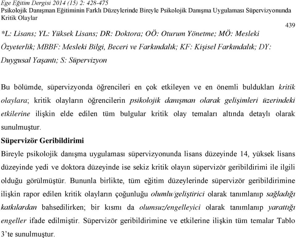 edilen tüm bulgular kritik olay temaları altında detaylı olarak sunulmuştur.