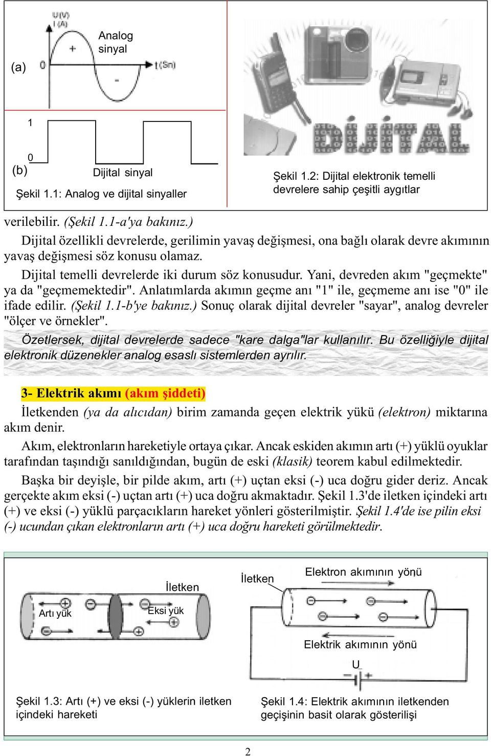 Yani, devreden akým "geçmekte" ya da "geçmemektedir". Anlatýmlarda akýmýn geçme aný "1" ile, geçmeme aný ise "0" ile ifade edilir. (Þekil 1.1-b'ye bakýnýz.