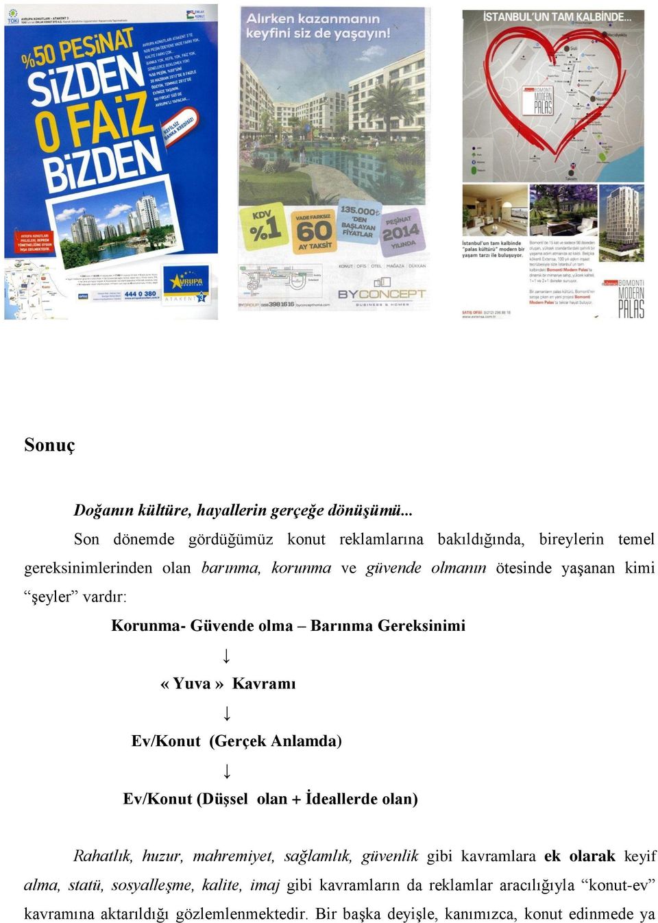 yaşanan kimi şeyler vardır: Korunma- Güvende olma Barınma Gereksinimi «Yuva» Kavramı Ev/Konut (Gerçek Anlamda) Ev/Konut (Düşsel olan + İdeallerde olan)