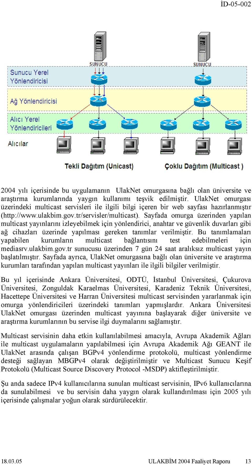 Sayfada omurga üzerinden yapılan multicast yayınlarını izleyebilmek için yönlendirici, anahtar ve güvenlik duvarları gibi ağ cihazları üzerinde yapılması gereken tanımlar verilmiştir.