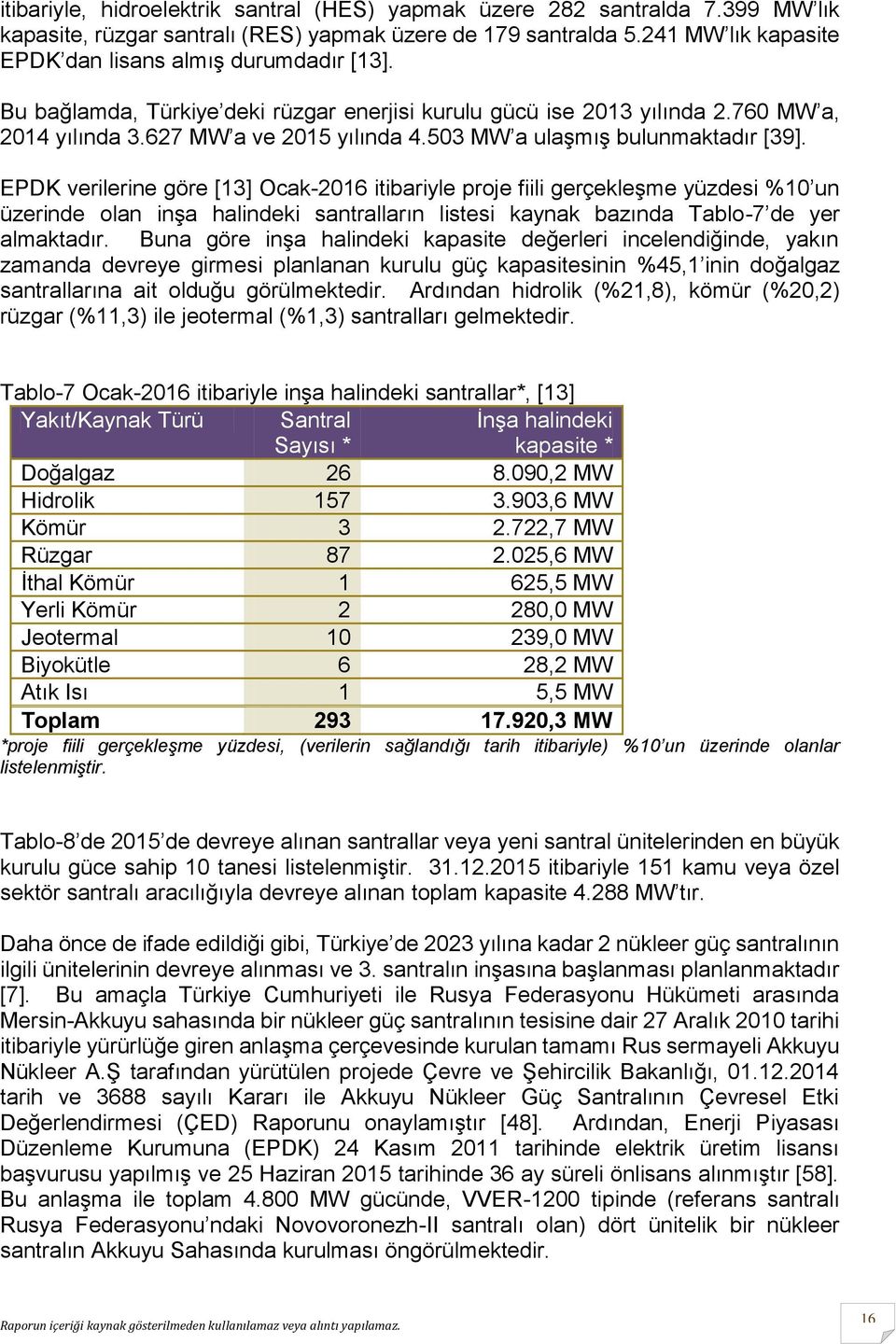 503 MW a ulaşmış bulunmaktadır [39].