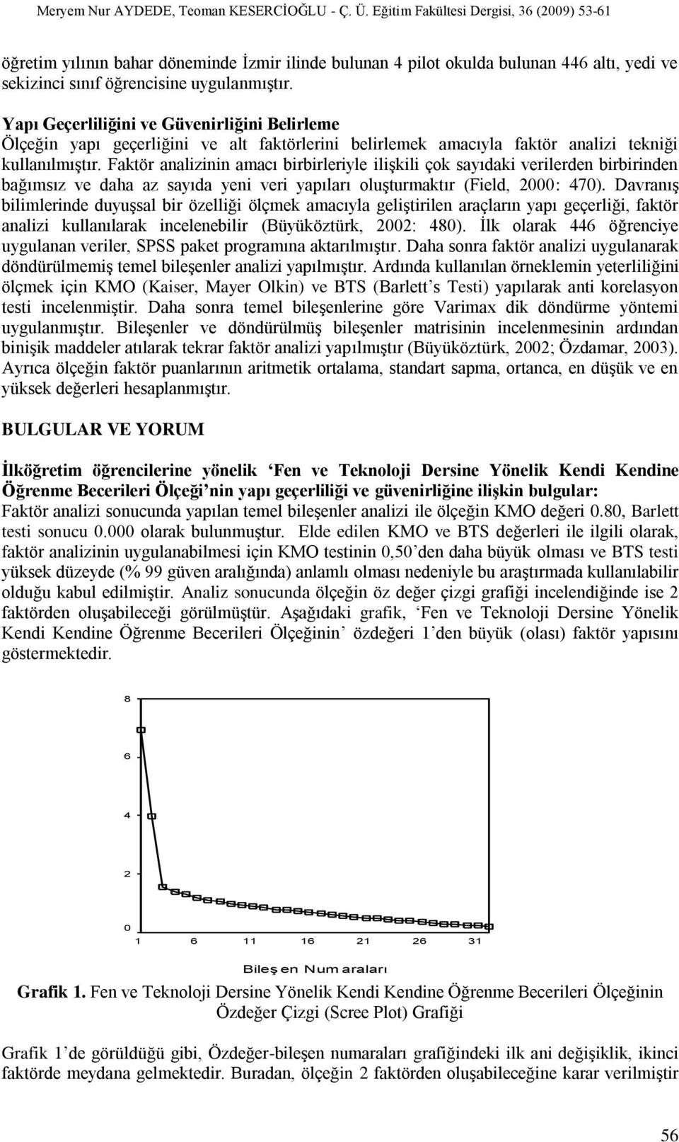 Yapı Geçerliliğini ve Güvenirliğini Belirleme Ölçeğin yapı geçerliğini ve alt faktörlerini belirlemek amacıyla faktör analizi tekniği kullanılmıģtır.