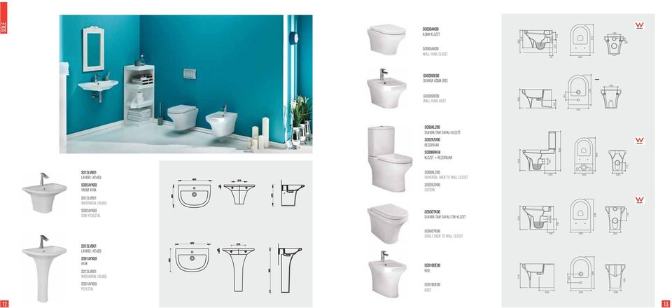 CLOSET SO02RZV00 CISTERN 220 350 230 175 SO12LVB01 WASHBASIN (42x60) 420 375 SO02AYK00 SEMI PEDESTAL SO03DTK00 DUVARA TAM DAYALI TEK KLOZET 415 103 548 175 185 SO04DTK00 SINGLE BACK TO