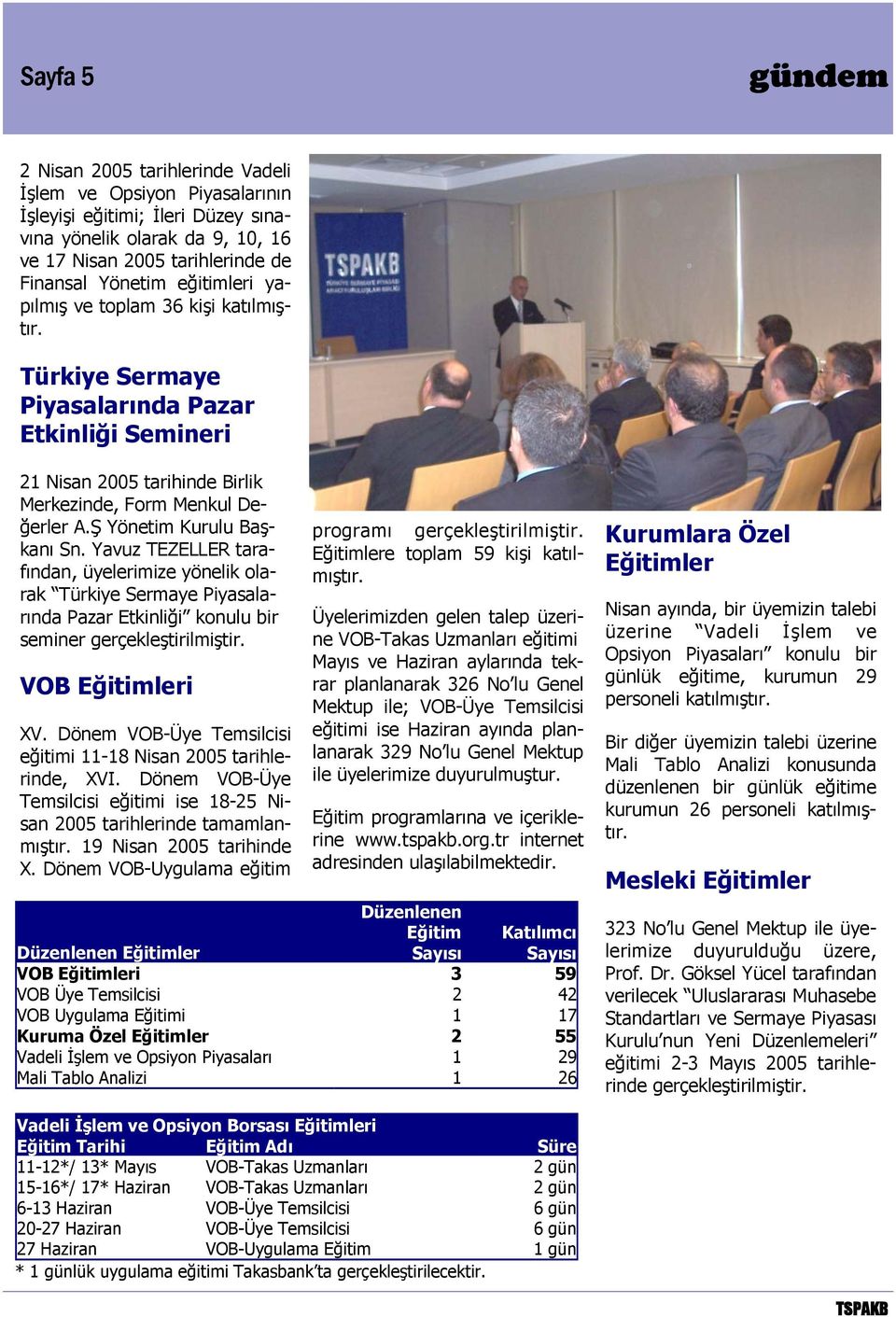 Yavuz TEZELLER tarafından, üyelerimize yönelik olarak Türkiye Sermaye Piyasalarında Pazar Etkinliği konulu bir seminer gerçekleştirilmiştir. VOB Eğitimleri XV.