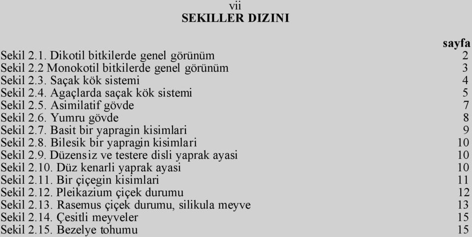 9. Düzensiz ve testere disli yaprak ayasi 10 Sekil 2.10. Düz kenarli yaprak ayasi 10 Sekil 2.11. Bir çiçegin kisimlari 11 Sekil 2.12.