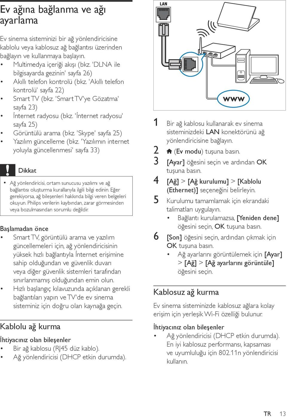 'İnternet radyosu' sayfa 25) Görüntülü arama (bkz. 'Skype' sayfa 25) Yazılım güncelleme (bkz.