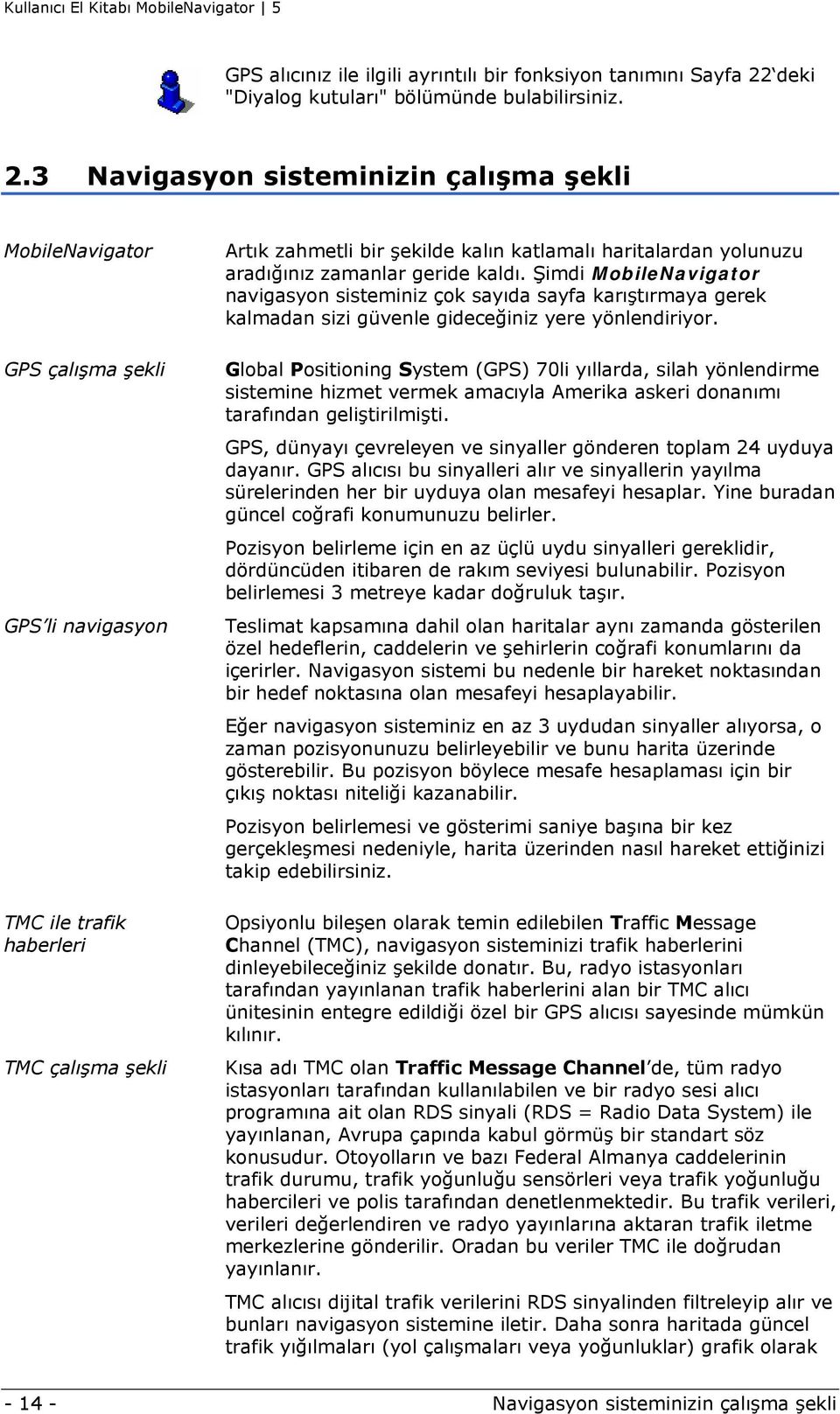 3 Navigasyon sisteminizin çalışma şekli MobileNavigator GPS çalışma şekli GPS li navigasyon TMC ile trafik haberleri TMC çalışma şekli Artık zahmetli bir şekilde kalın katlamalı haritalardan yolunuzu