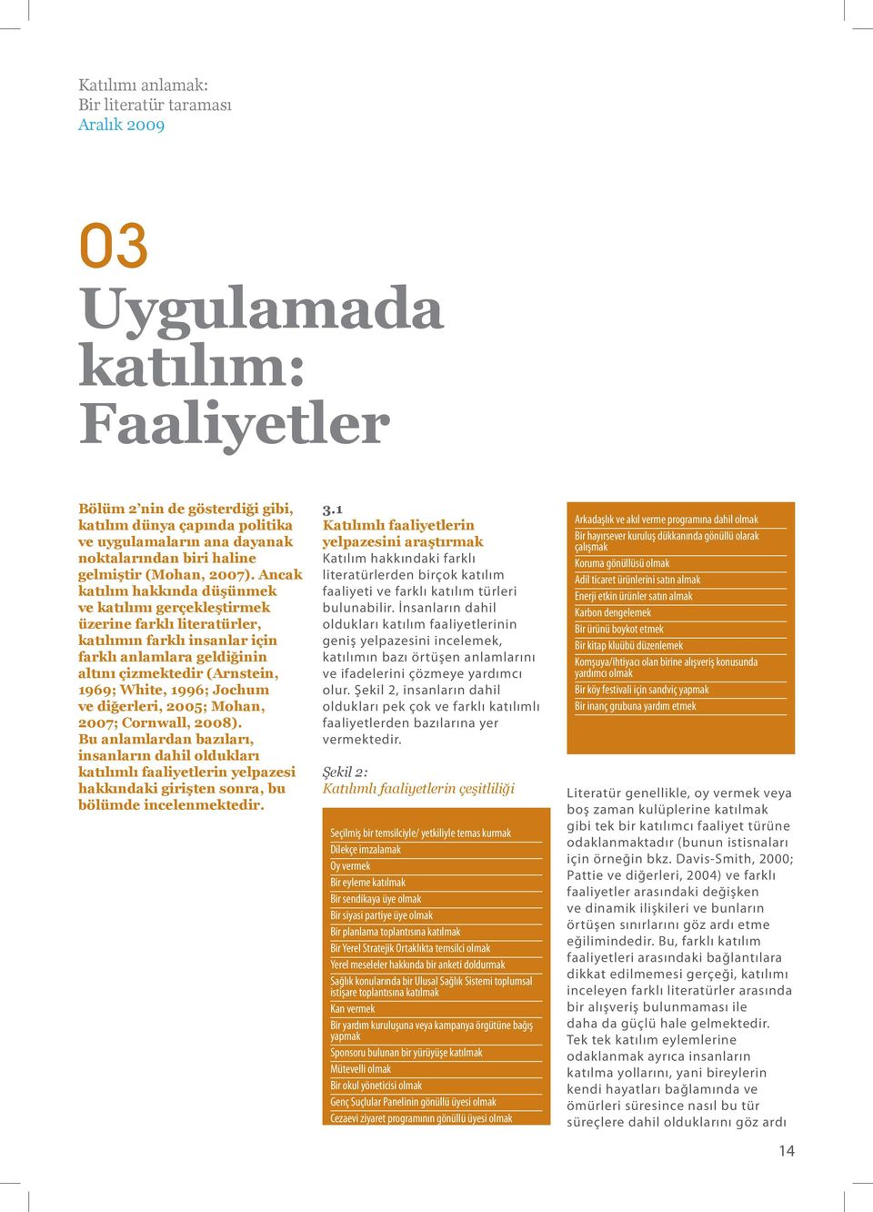 Jochum ve diğerleri, 2005; Mohan, 2007; Cornwall, 2008). Bu anlamlardan bazıları, insanların dahil oldukları katılımlı faaliyetlerin yelpazesi hakkındaki girişten sonra, bu bölümde incelenmektedir. 3.