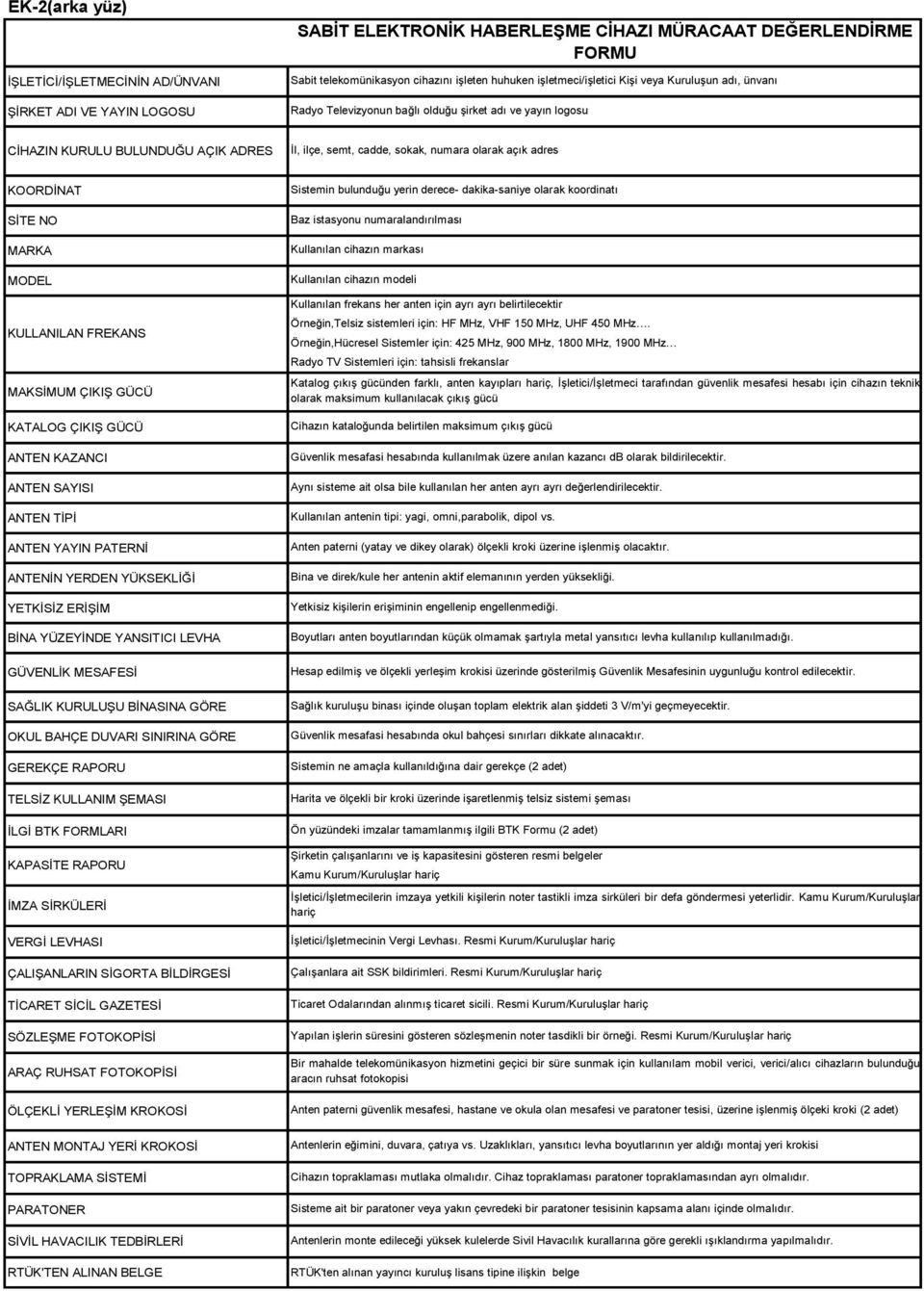 adres KOORDĠNAT SĠTE NO MARKA MODEL KULLANILAN FREKANS MAKSĠMUM ÇIKIġ GÜCÜ KATALOG ÇIKIġ GÜCÜ ANTEN KAZANCI ANTEN SAYISI ANTEN TĠPĠ ANTEN YAYIN PATERNĠ ANTENĠN YERDEN YÜKSEKLĠĞĠ YETKĠSĠZ ERĠġĠM BĠNA