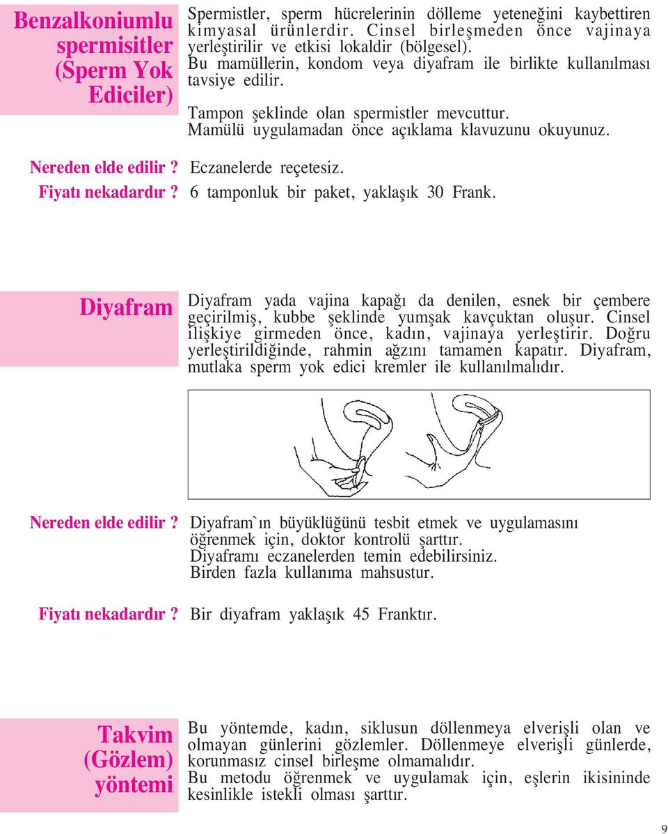 Tampon fleklinde olan spermistler mevcuttur. Mamülü uygulamadan önce açıklama klavuzunu okuyunuz. Nereden elde edilir? Eczanelerde reçetesiz. Fiyatı nekadardır?