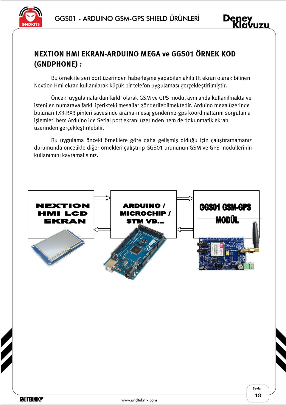 Arduino mega üzerinde bulunan TX3-RX3 pinleri sayesinde arama-mesaj gönderme-gps koordinatlarını sorgulama işlemleri hem Arduino ide Serial port ekranı üzerinden hem de dokunmatik ekran üzerinden