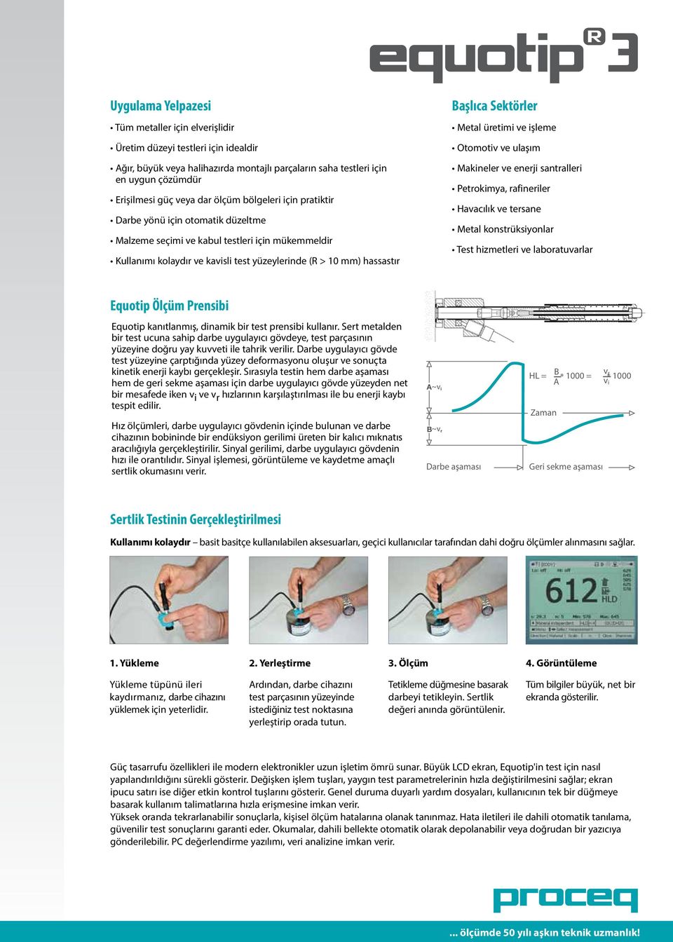 Sektörler Metal üretimi ve işleme Otomotiv ve ulaşım Makineler ve enerji santralleri Petrokimya, rafineriler Havacılık ve tersane Metal konstrüksiyonlar Test hizmetleri ve laboratuvarlar Equotip