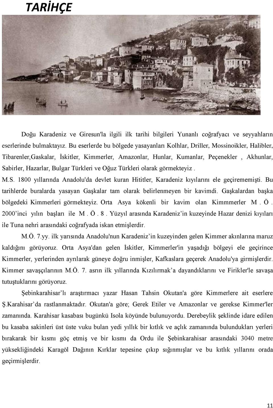 Türkleri ve Oğuz Türkleri olarak görmekteyiz. M.S. 1800 yıllarında Anadolu'da devlet kuran Hititler, Karadeniz kıyılarını ele geçirememişti.