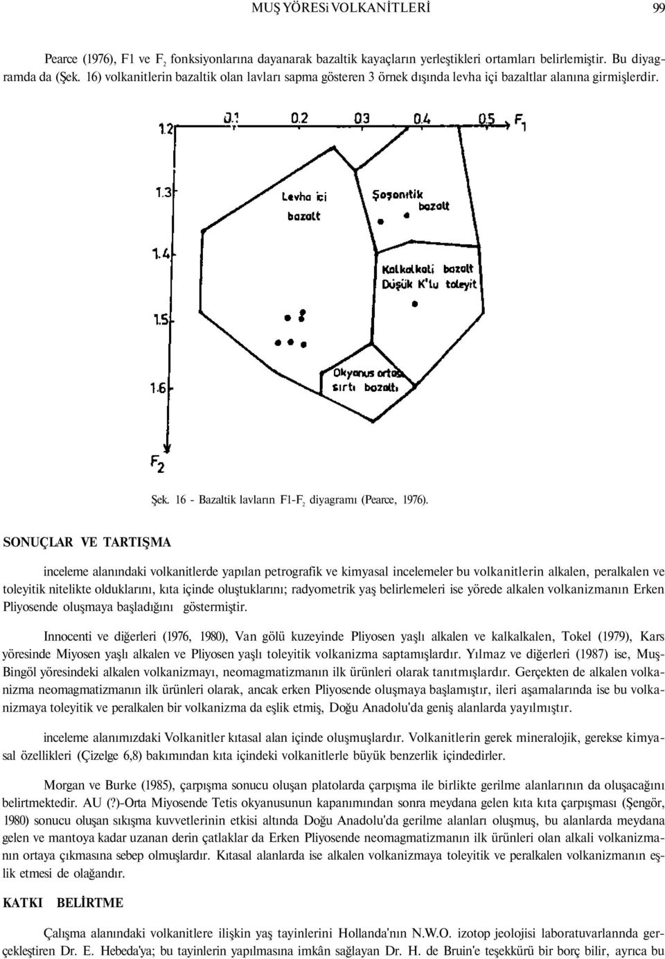 SONUÇLAR VE TARTIŞMA inceleme alanındaki volkanitlerde yapılan petrografik ve kimyasal incelemeler bu volkanitlerin alkalen, peralkalen ve toleyitik nitelikte olduklarını, kıta içinde oluştuklarını;