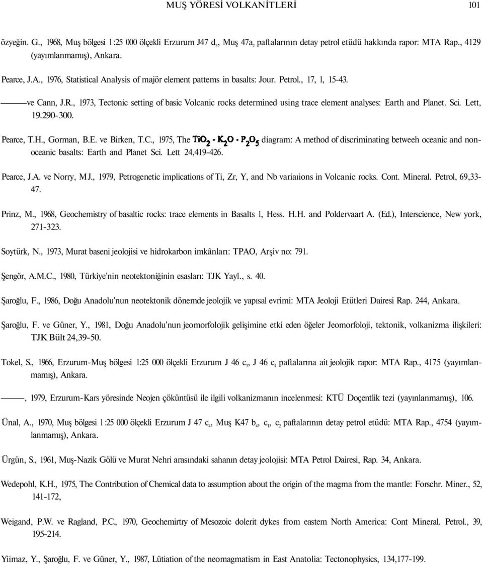 , 1973, Tectonic setting of basic Volcanic rocks determined using trace element analyses: Earth and Planet. Sci. Lett, 19.290-300.