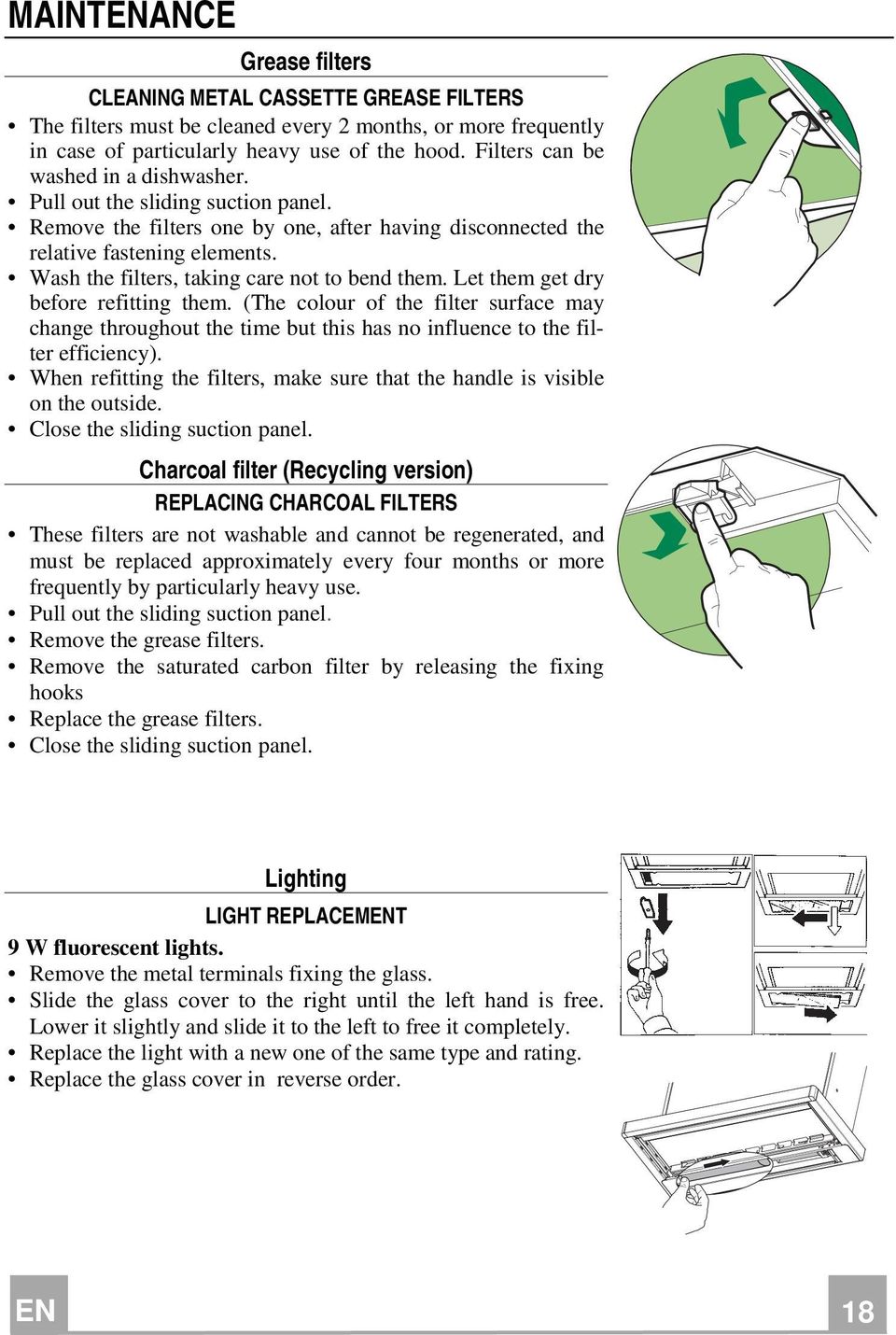 Wash the filters, taking care not to bend them. Let them get dry before refitting them.