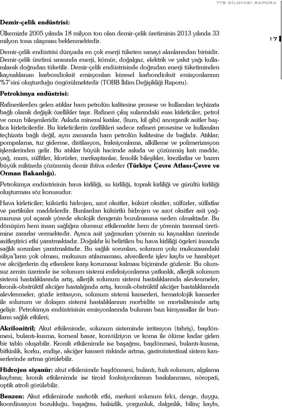 Demir-çelik endüstrisinde doğrudan enerji tüketiminden kaynaklanan karbondioksit emisyonları küresel karbondioksit emisyonlarının %7 sini oluşturduğu öngörülmektedir (TOBB İklim Değişikliği Raporu).