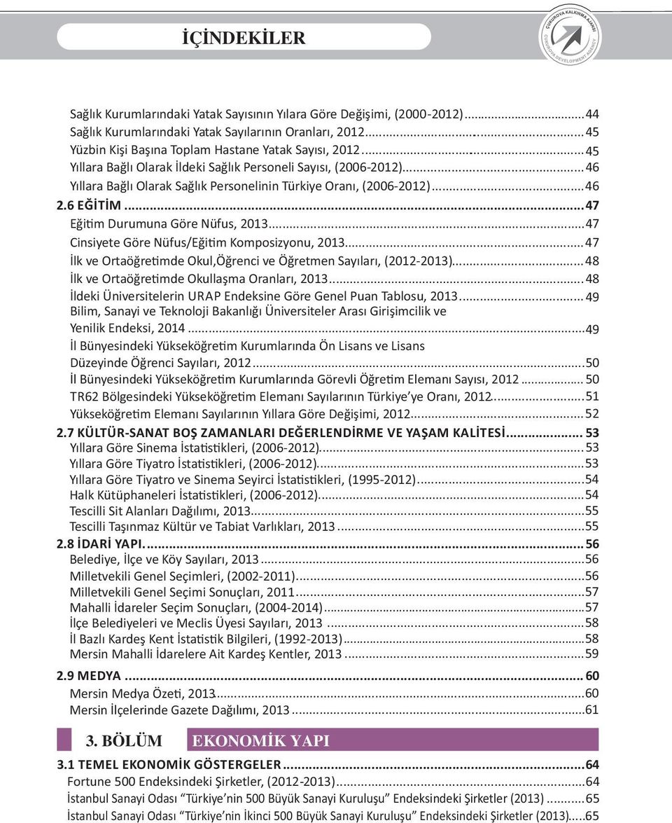 ..47 Cinsiyete Göre Nüfus/Eği m Komposizyonu, 2013...47 İlk ve Ortaöğre mde Okul,Öğrenci ve Öğretmen Sayıları, (2012-2013)... 48 İlk ve Ortaöğre mde Okullaşma Oranları, 2013.