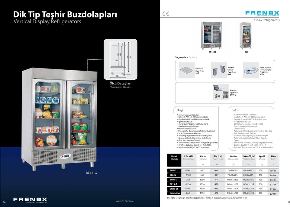 Refrigerators BN13-SL BL6 Seçenekler /