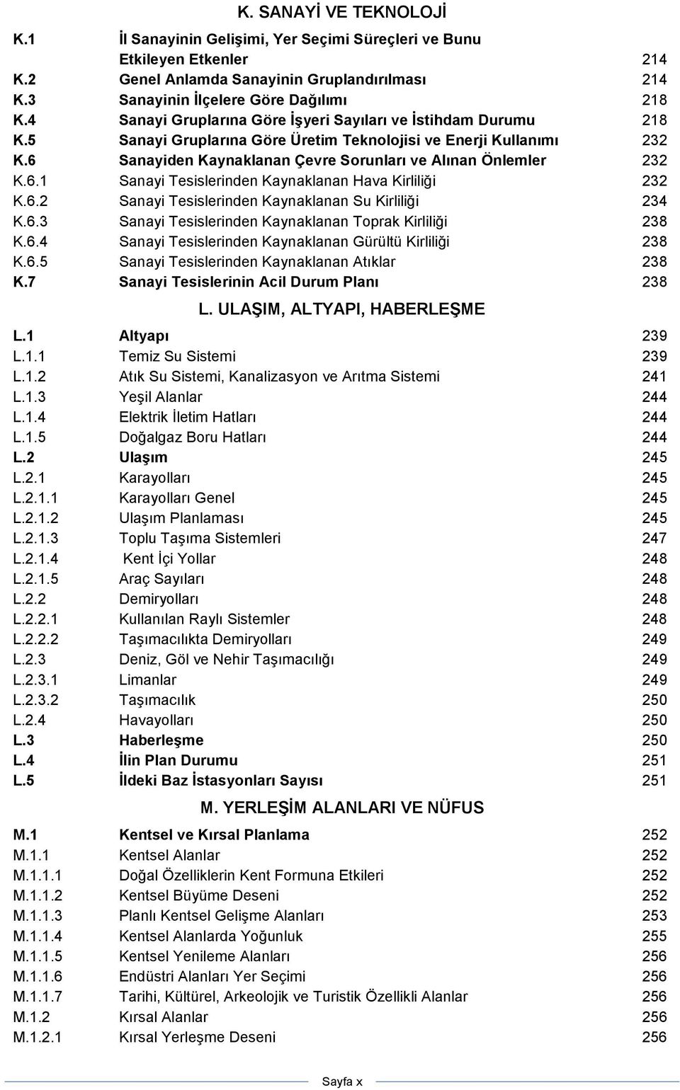 6 Sanayiden Kaynaklanan Çevre Sorunları ve Alınan Önlemler 232 K.6.1 Sanayi Tesislerinden Kaynaklanan Hava Kirliliği 232 K.6.2 Sanayi Tesislerinden Kaynaklanan Su Kirliliği 234 K.6.3 Sanayi Tesislerinden Kaynaklanan Toprak Kirliliği 238 K.