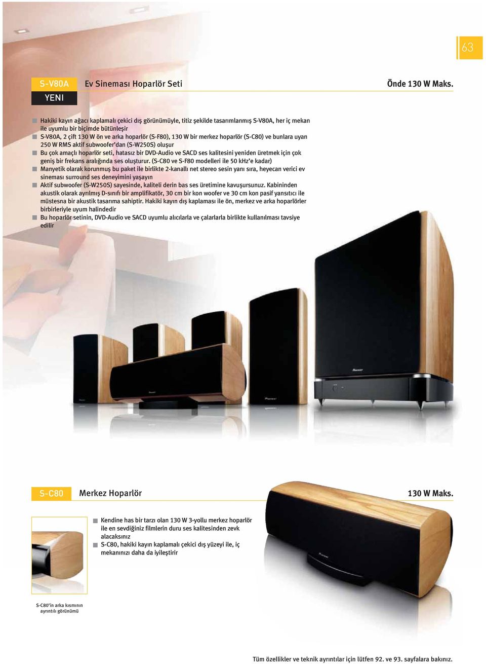 hoparlör (S-C80) ve bunlara uyan 50 W RMS aktif subwoofer dan (S-W50S) oluşur Bu çok amaçlı hoparlör seti, hatasız bir DVD-Audio ve SACD ses kalitesini yeniden üretmek için çok geniş bir frekans