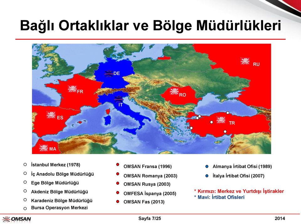 Bölge Müdürlüğü OMSAN Rusya (2003) Akdeniz Bölge Müdürlüğü OMFESA İspanya (2005) Karadeniz Bölge Müdürlüğü