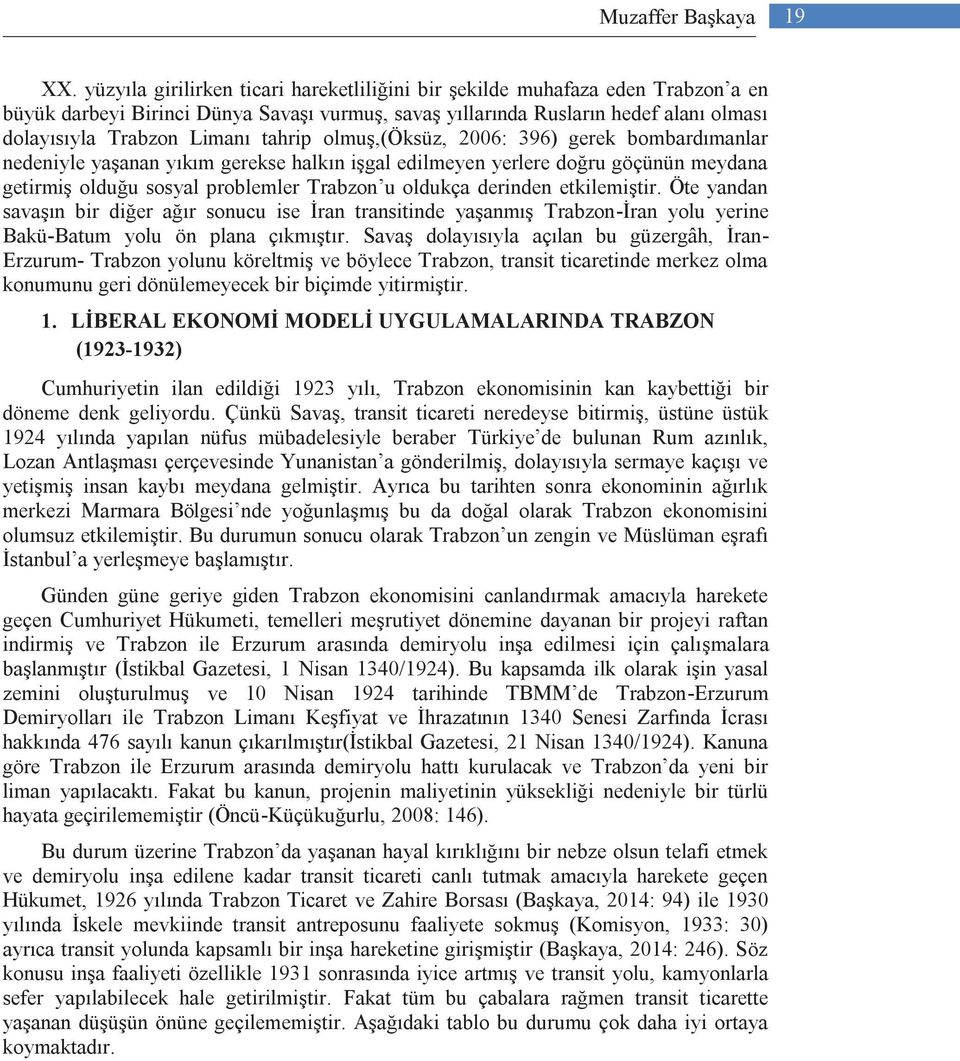 tahrip olmuş,(öksüz, 2006: 396) gerek bombardımanlar nedeniyle yaşanan yıkım gerekse halkın işgal edilmeyen yerlere doğru göçünün meydana getirmiş olduğu sosyal problemler Trabzon u oldukça derinden