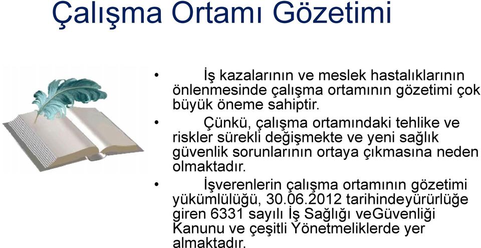 İşverenlerin çalışma ortamının gözetimi yükümlülüğü, 30.06.