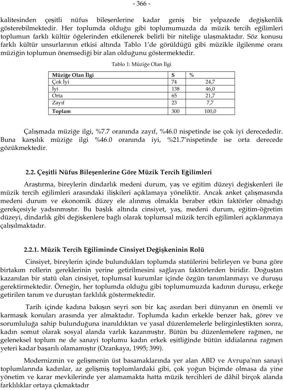 öz konusu farklı kültür unsurlarının etkisi altında Tablo de görüldüğü gibi müzikle ilgilenme oranı müziğin toplumun önemsediği bir alan olduğunu göstermektedir.