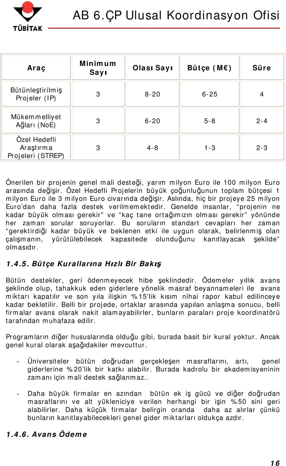 Aslında, hiç bir projeye 25 milyon Euro dan daha fazla destek verilmemektedir.