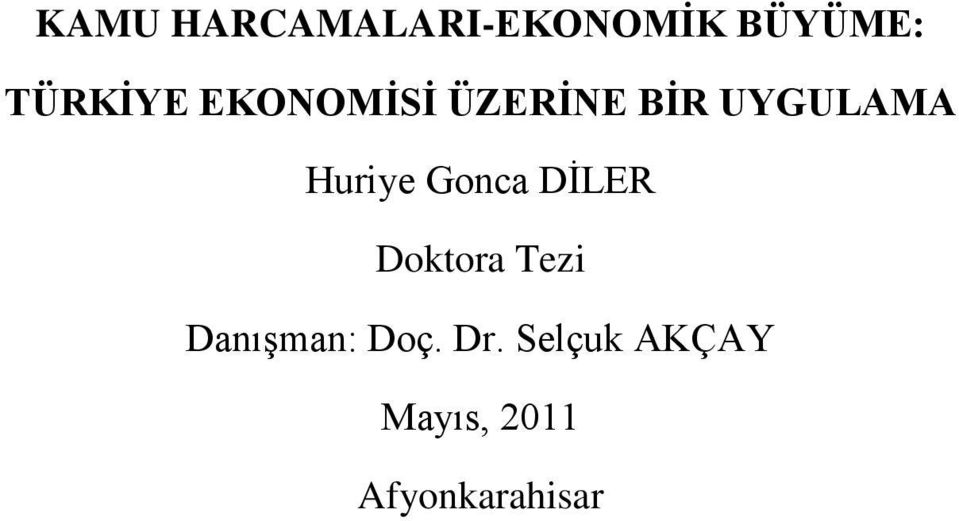 Huriye Gonca DİLER Doktora Tezi