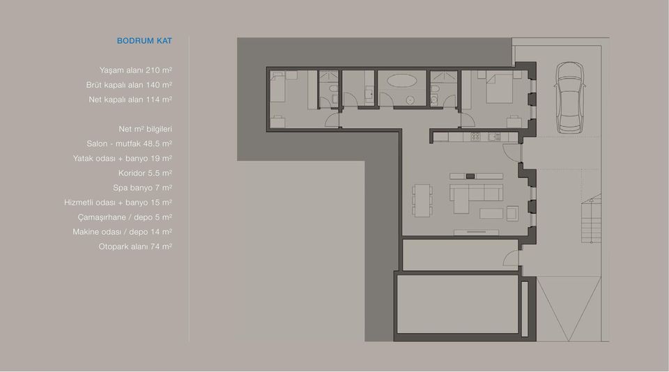 5 m² Yatak odası + banyo 19 m² Koridor 5.