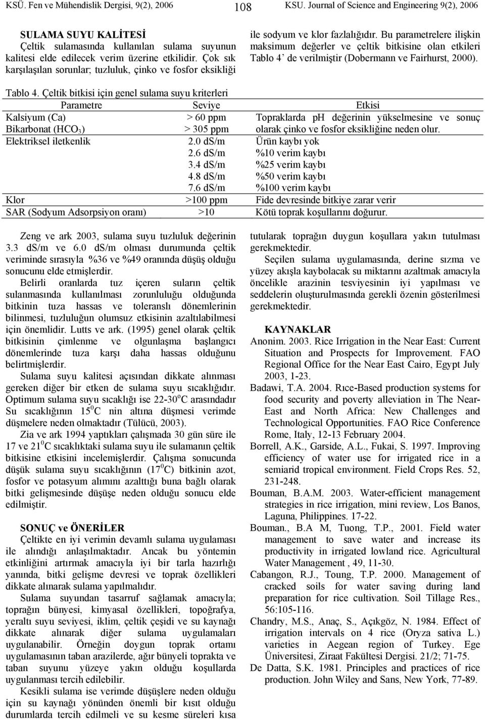 Çok sık karşılaşılan sorunlar; tuzluluk, çinko ve fosfor eksikliği ile sodyum ve klor fazlalığıdır.