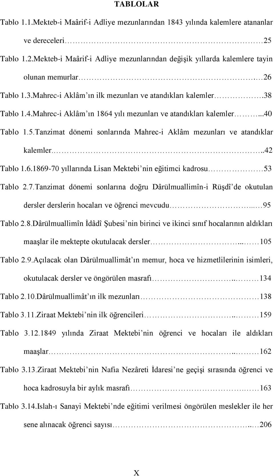 Tanzimat dönemi sonlarında Mahrec-i Aklâm mezunları ve atandıklar kalemler...42 Tablo 1.6.1869-70