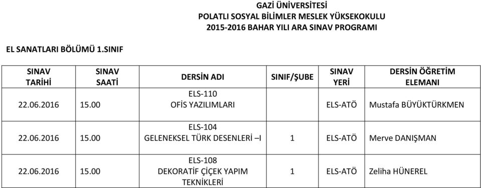 Mustafa BÜYÜKTÜRKMEN ELS 104 GELENEKSEL TÜRK DESENLERİ I 1 ELS