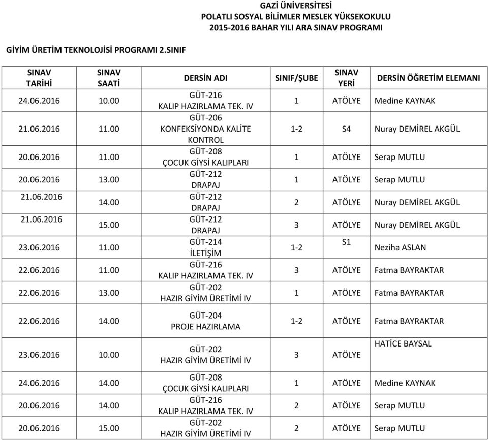 IV GÜT 06 KONFEKSİYONDA KALİTE KONTROL GÜT 08 ÇOCUK GİYSİ KALIPLARI GÜT 1 DRAPAJ GÜT 1 DRAPAJ GÜT 1 DRAPAJ GÜT 14 İLETİŞİM GÜT 16 KALIP HAZIRLAMA TEK.