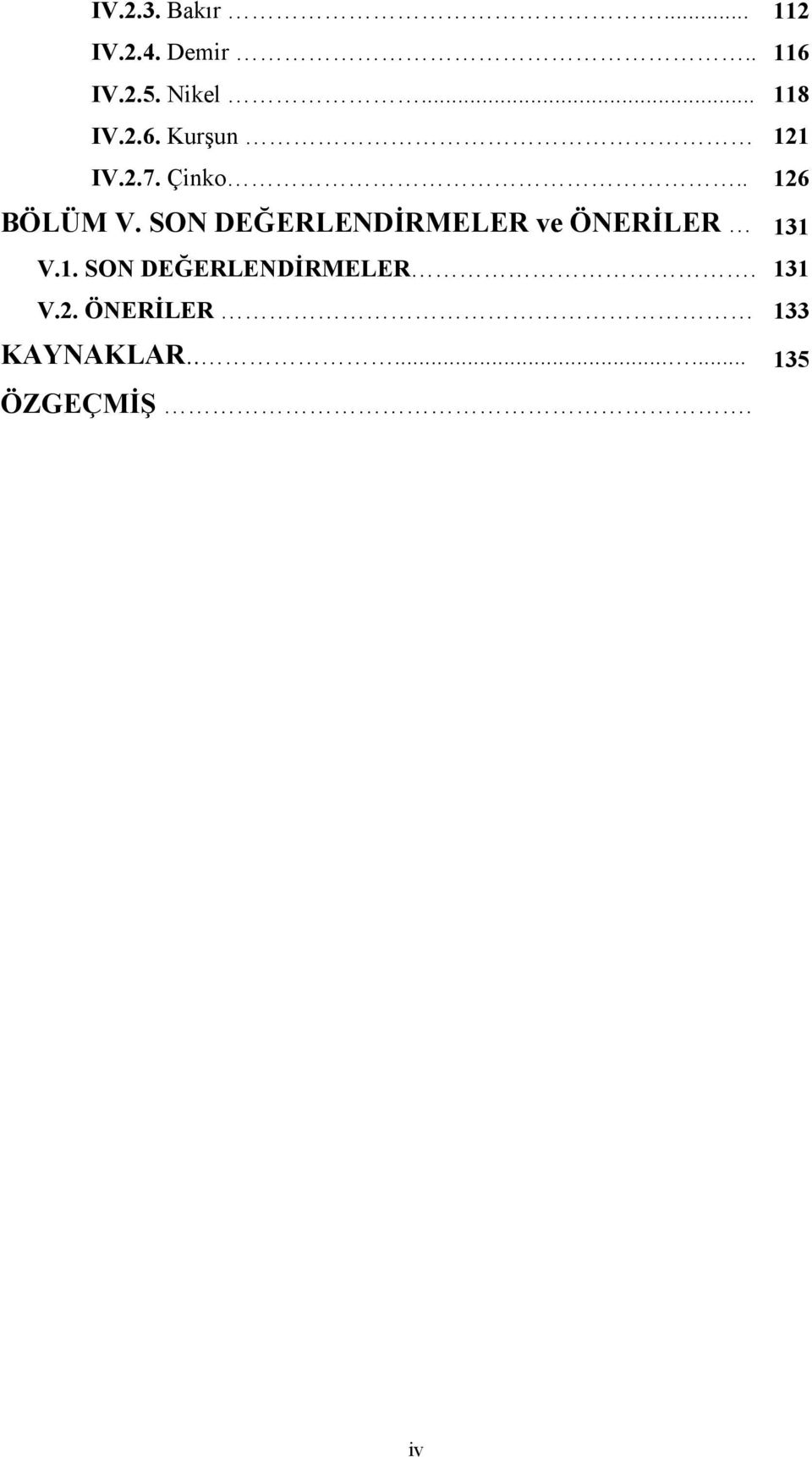 SON DEĞERLENDİRMELER ve ÖNERİLER 131 V.1. SON DEĞERLENDİRMELER.